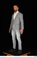  Larry Steel black shoes business dressed grey suit jacket jeans standing white shirt whole body 0002.jpg